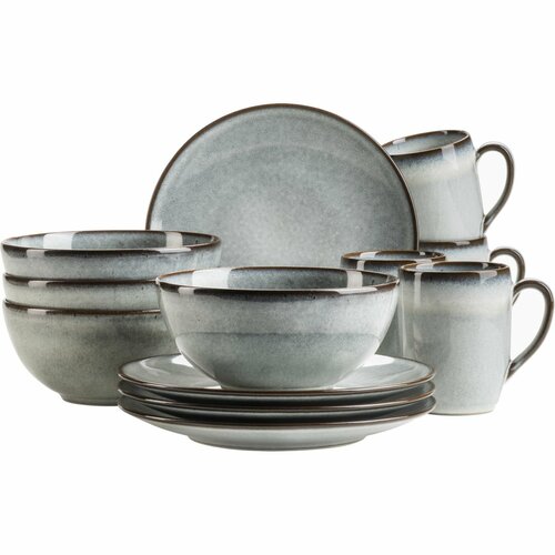 Mäser Set de veselă pentru micul dejun 12 piese SMOKY'S – verde