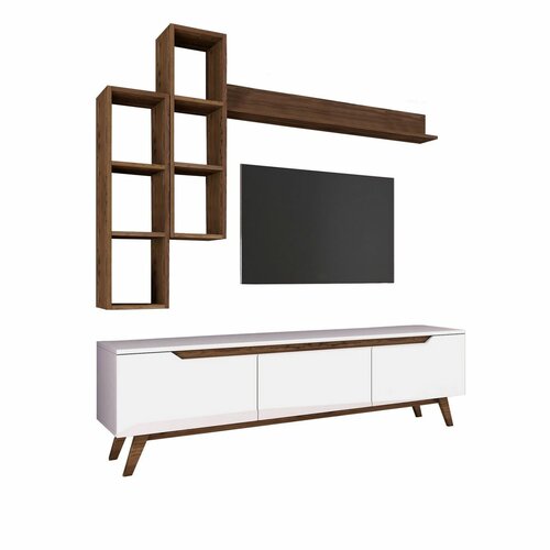 Mia Walnut and White TV fal