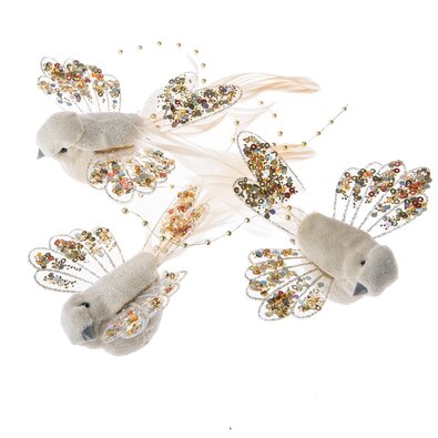 Set de păsări aurii cu clemă, 14 cm, 3 bucăți
