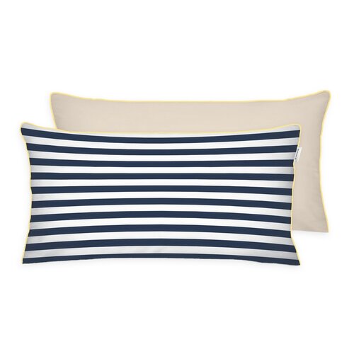 Tom Tailor Perkal-Kissenbezug Dark Navy - Sunny Sand, 40 x 80 cm