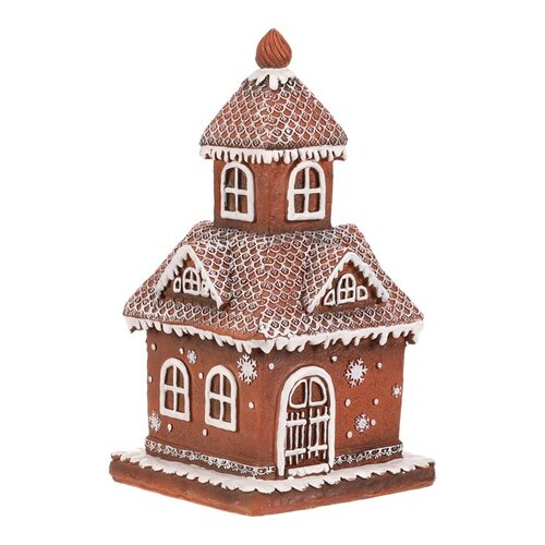 Vánoční dekorace Domek perníkový ,polyresin, LED, hnědá