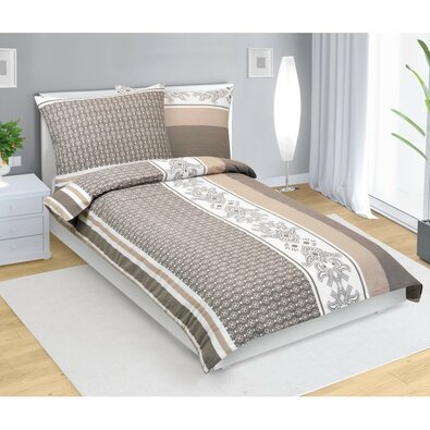 Bellatex Baumwollbettwäsche Ornament Kaffee, 140 x 200 cm, 70 x 90 cm