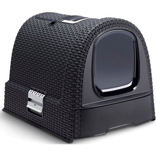 Curver RATTAN Toaleta za mačke, temno siva