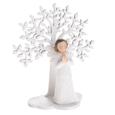 Imádkozó angyal fával dekoráció, 15 cm