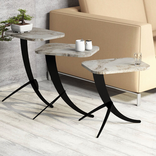 Rozkladací stôl Pion White Marble, 3 ks