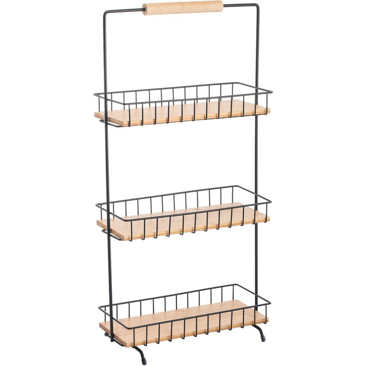 MSV Trojposchodový kuchynský regál Elie 29,5 x15,5 x 58,5 cm, čierny