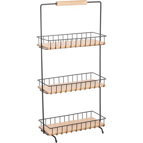 Suport de bucătărie cu trei etaje MSV Elie 29,5 x 15,5 x 58,5 cm, negru