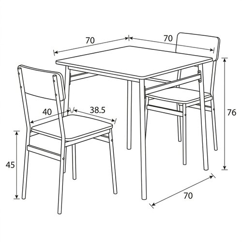 Jídelní set pro 2 osoby CORE Old Wood, černá konstrukce