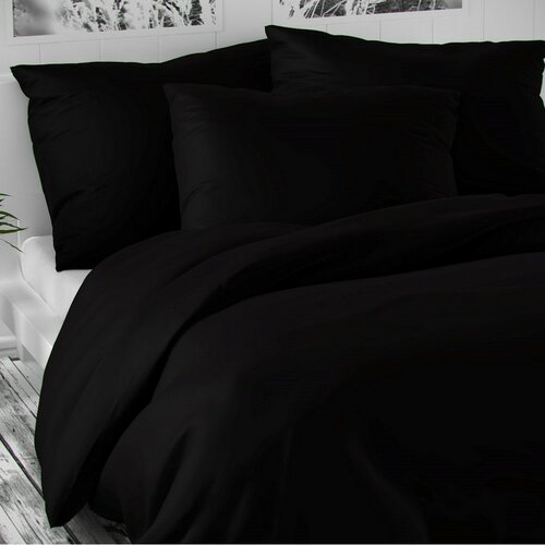 Lenjerie de pat satin Luxury Collection negru ,200 x 200 cm, 2 buc 70 x 90 cm