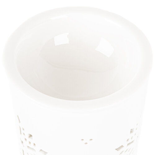 Porcelanska aromalampa Snow flower bela, 8,5 x 12cm