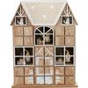 Kalendarz adwentowy z lampkami LED Santa´s house brązowy, 29 x 7 x 37 cm