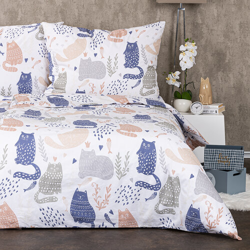 4Home Бавовняна постільна білизна Nordic Cats, 220 x 200 см, 2 шт. 70 x 90 см