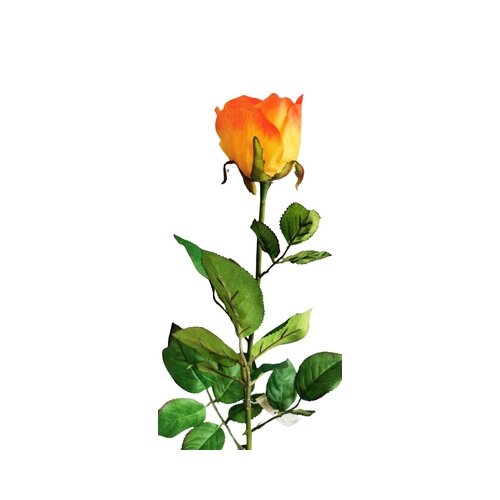 Levně Umělá růže, oranžová, 69 cm