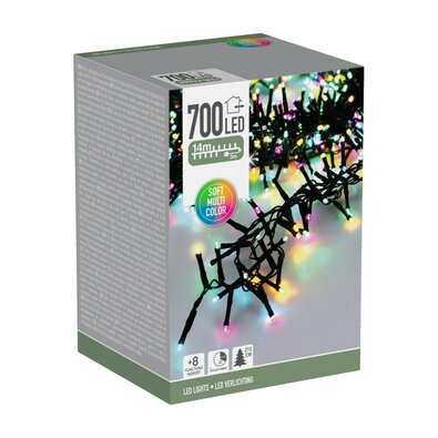 Macaron kültéri fényfüzér, 14 m, 700 LED, színek(zöld, narancs, kék, rózsaszín), időzítő, IP44