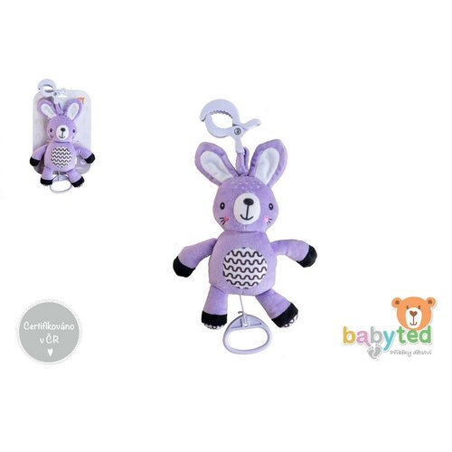 Natahovací hrací strojek babyted Zajíček plyš 30 cm závěs na postýlku / kočárek
