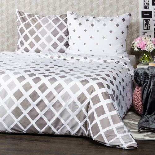4Home Posteljnina Geometric siva mikro, 140 x 220cm, 70 x 90 cm