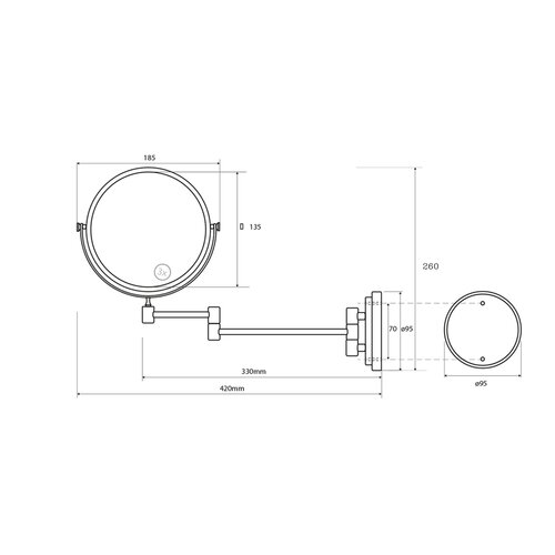 Косметичне дзеркало SAPHO XR005 X-Round Eпідвісне, діаметр 15 см, сріблясте