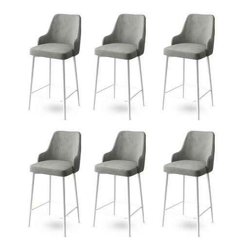 Zestaw krzeseł barowych Enox Grey and White, 6 szt.