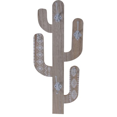 Drevený háčik Cactus Shape, biela