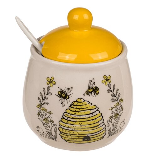 Borcan ceramic pentru miere sau zahăr, 300 ml