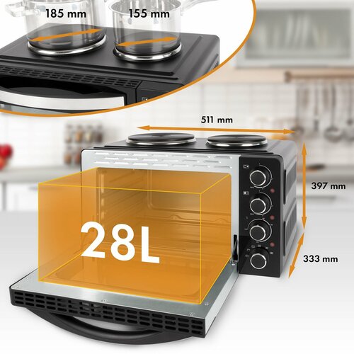 Clatronic KK 3786 Piekarnik wielofunkcyjny z dwupalnikową płytą grzewczą