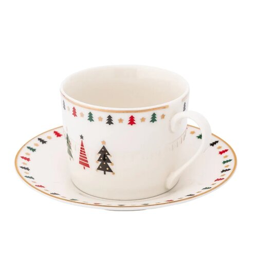 Altom Porcelanska skodelica in krožnik Modernodrevo 230 ml