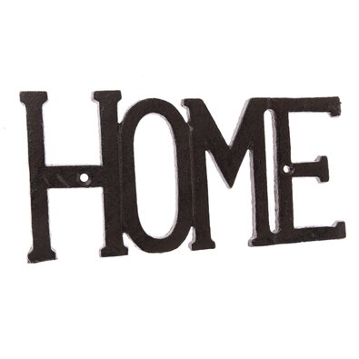 Litinová dekorace na zeď Home črná, 9,6 x 27 cm