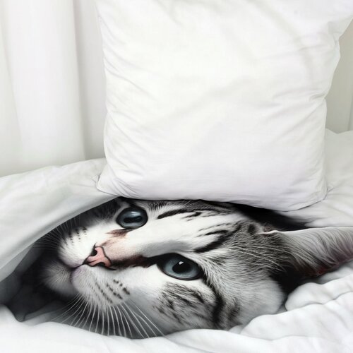 Lenjerie de pat din bumbac pentru copii Herding Cat, 135 x 200 cm, 80 x 80 cm
