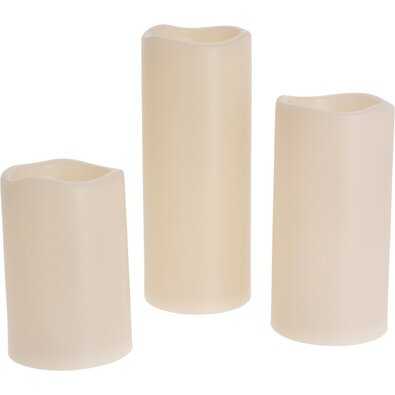 Súprava vonkajších LED blikajúcich sviečok, 3 ks, krémová