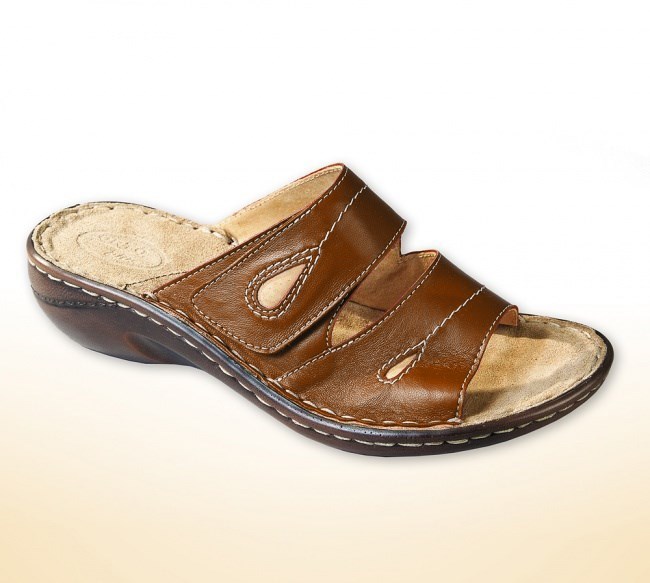 Orto Plus Dámske papuče na kline, hnedá