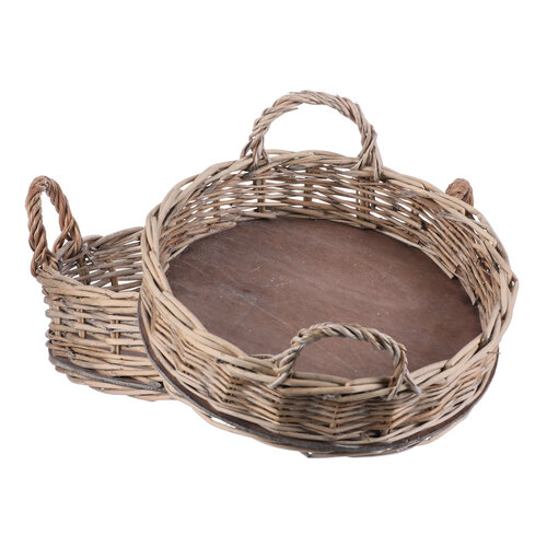 Komplet pletenih pladnjev Nature okroglih, 2 kos,2 velikosti, 45 x 10 x 45 cm
