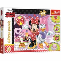 Trefl Třpytivé puzzle Minnie a Daisy, 100 dílků