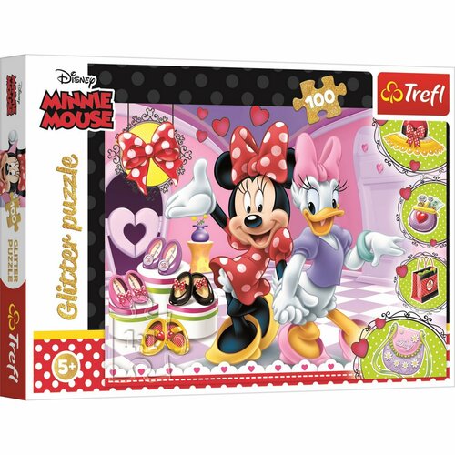 Trefl Glitter Puzzle Minnie și Daisy, 100 piese