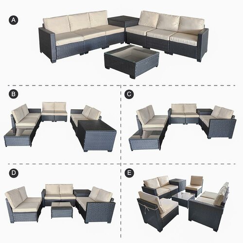 Set mare de canapele de grădină cu cutiepentru perne Avenberg Encanta