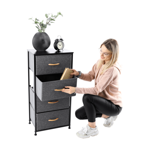 Komoda z szufladami z tkaniny PALMERA, czarny