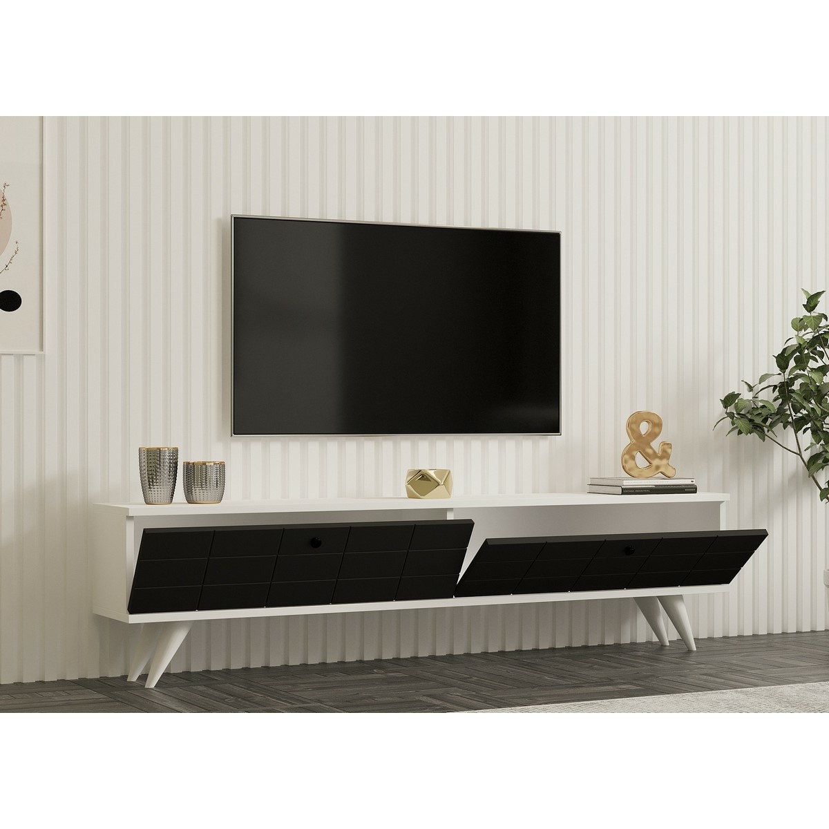 Televízny stolík Alberi White and Anthracite