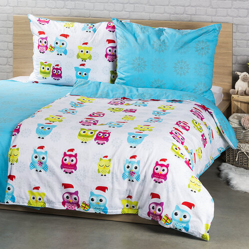 Lenjerie pat 1 pers.  4Home Bufnițele de iarnă, bumbac, 140 x 200 cm, 70 x 90 cm