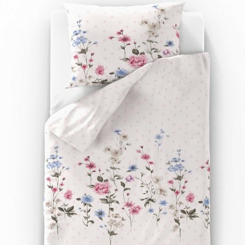 Lenjerie de pat din bumbac Delux Meadow roz, 140 x 220 cm, 70 x 90 cm