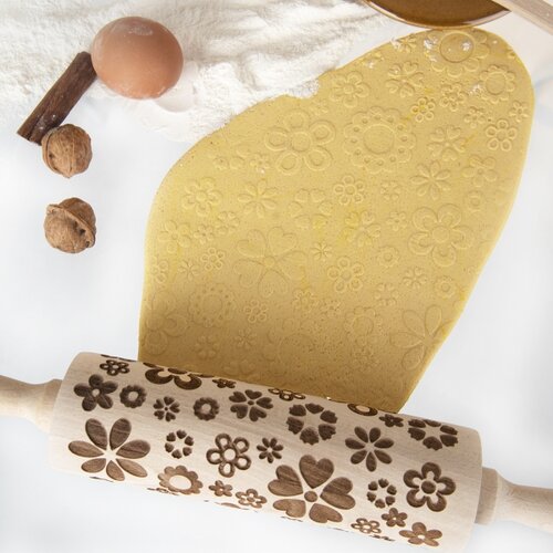 Orion Lesni valjček z dekorjem Cvet, 38 cm