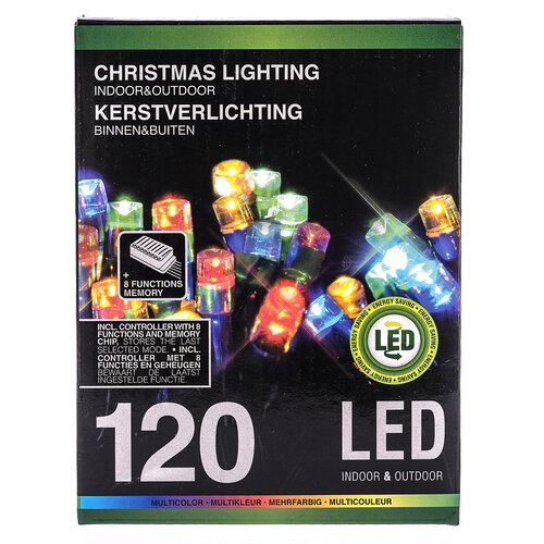 Vánoční světelný řetěz, barevný, 120 LED
