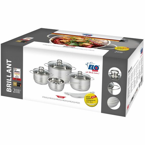 Elo 22905 Osnovni 4-delni set loncev iznerjavečega jekla Brillant