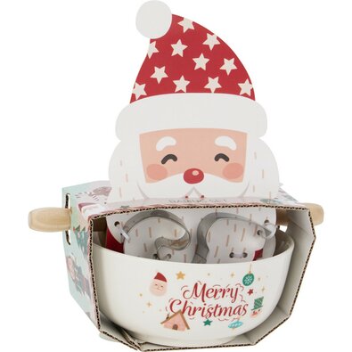 Santa karácsonyi sütő szett – tál, sodrófa, kiszúrók