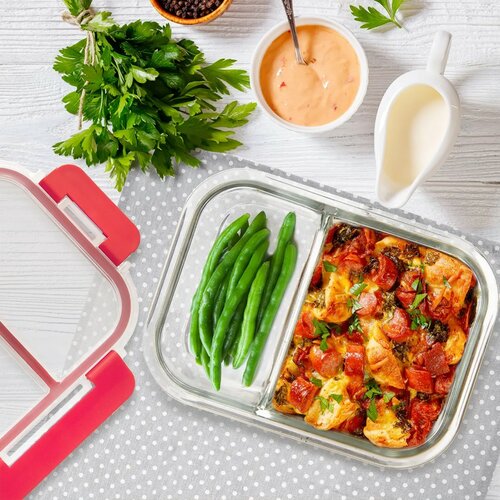 Tavă de copt divizată Orion cu capac din plastic,18 x 13,5 x 6 cm