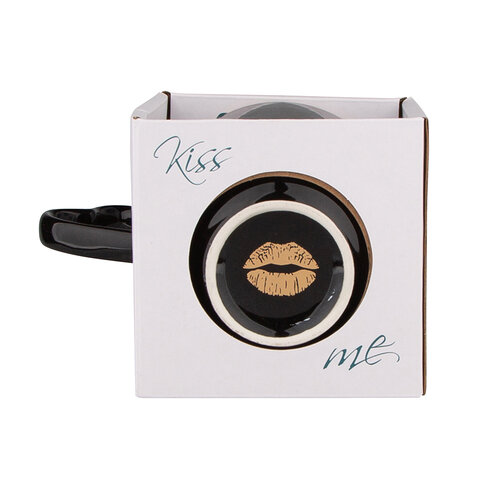 Altom Порцелянова чашка Kiss Me 400 мл, чорний