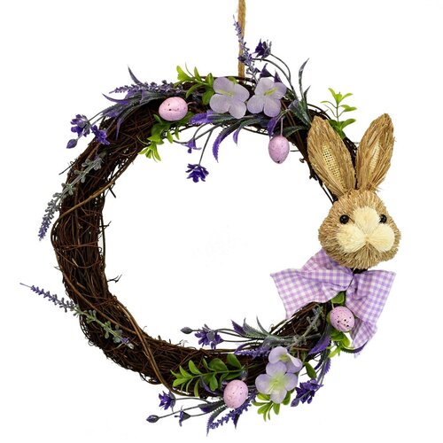 Fonott koszorú nyuszival, 20 cm