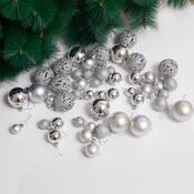 4Home Sada vianočných ozdôb Noel 100 ks, strieborná