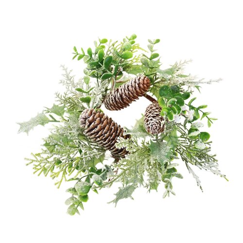 Coroană de Crăciun decorată cu brumă, 30 cm