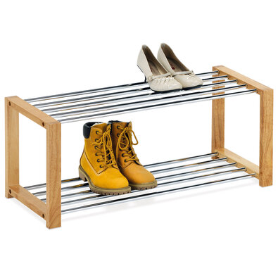 Schuhregal 2 Etagen, natürlich, 80 x 30 x 32 cm
