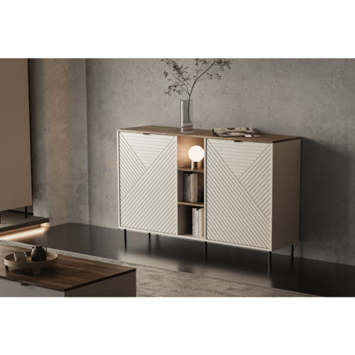 Komoda s policami EYCO, svetlobéžová