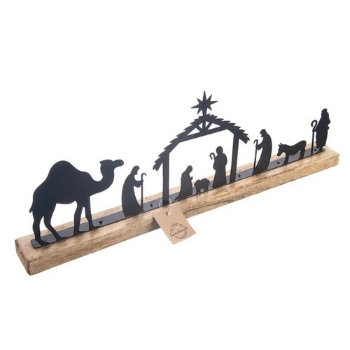 Scenă Nașterea Orion din lemn de mango și metal, 50,5 x 5 x 18 cm